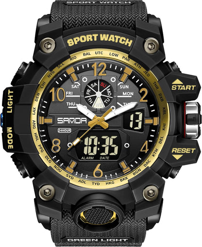 HOTKXAITO Men's Watches Sports Outdoor Waterproof Military Wrist Watch Date Multi Function Tactics LED Alarm Stopwatch