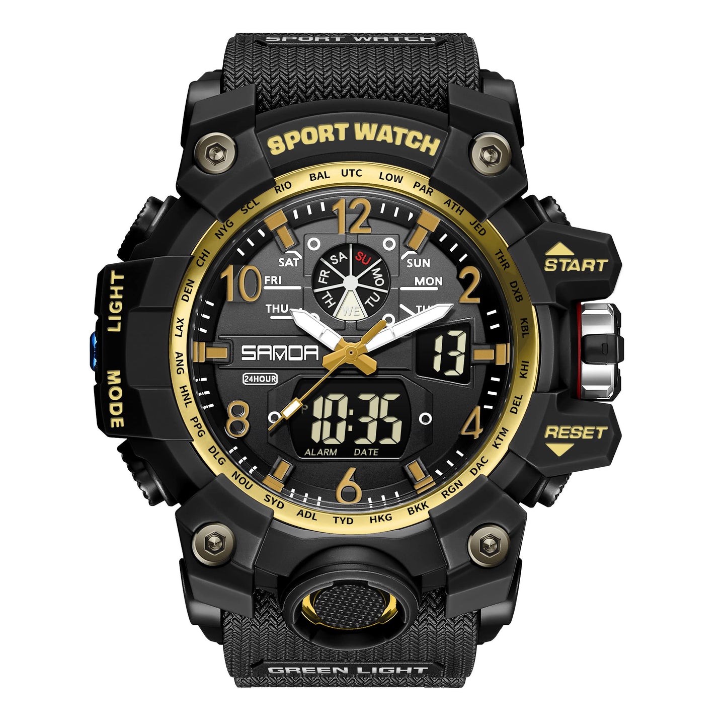 HOTKXAITO Men's Watches Sports Outdoor Waterproof Military Wrist Watch Date Multi Function Tactics LED Alarm Stopwatch