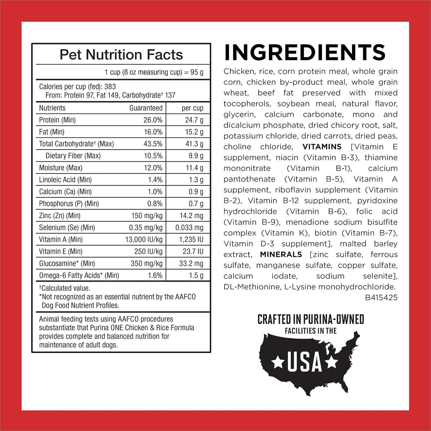 HOTPurina ONE Chicken and Rice Formula Dry Dog Food - 40 lb. Bag
