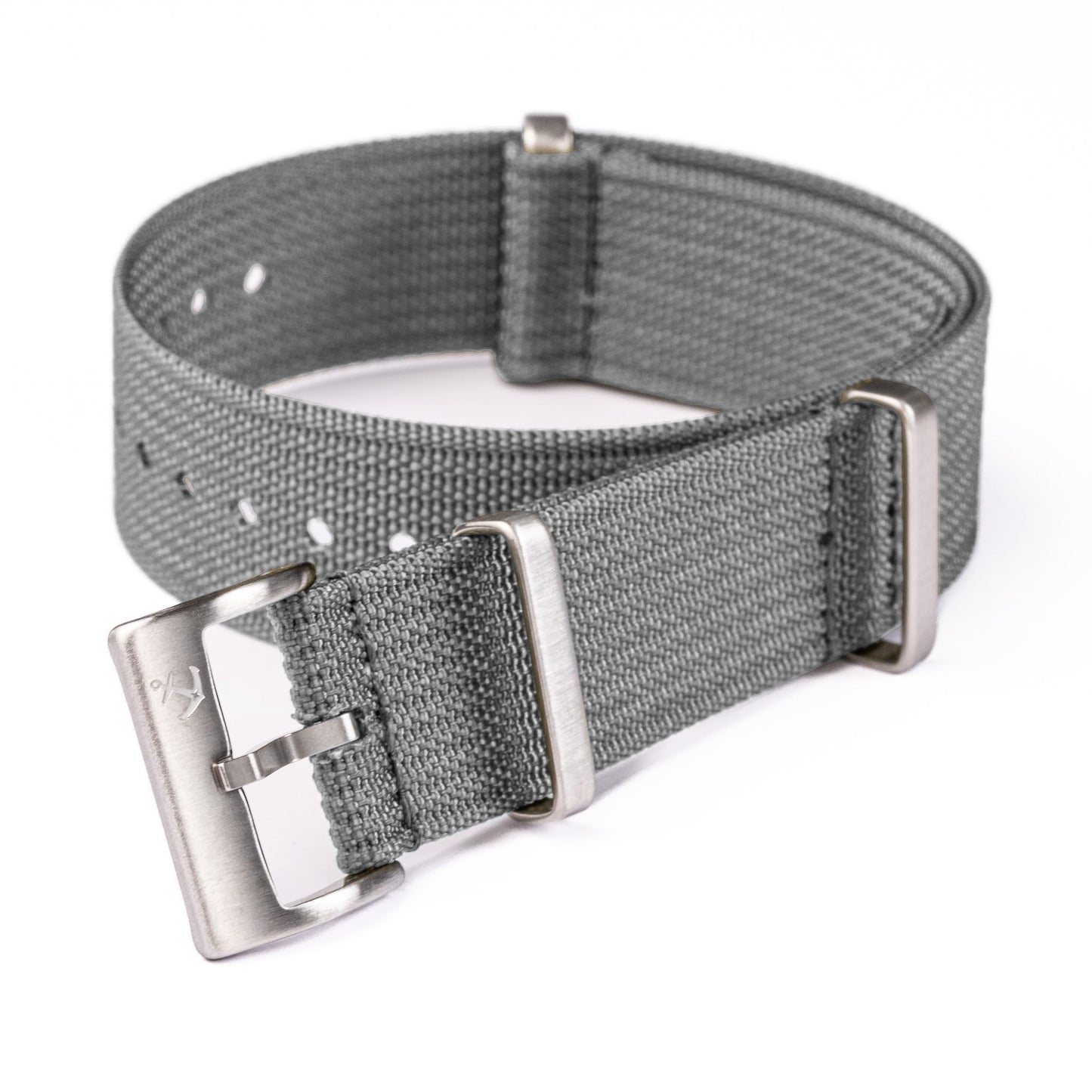 HOTAnchor Strap Co | Ribbed Nylon Watch Strap | Ridge Weave Quick-Dry Band | Brushed Stainless Steel Buckle | Floating Keeper | Heat-Sealed Notches | 5.75–8.5in Wrists