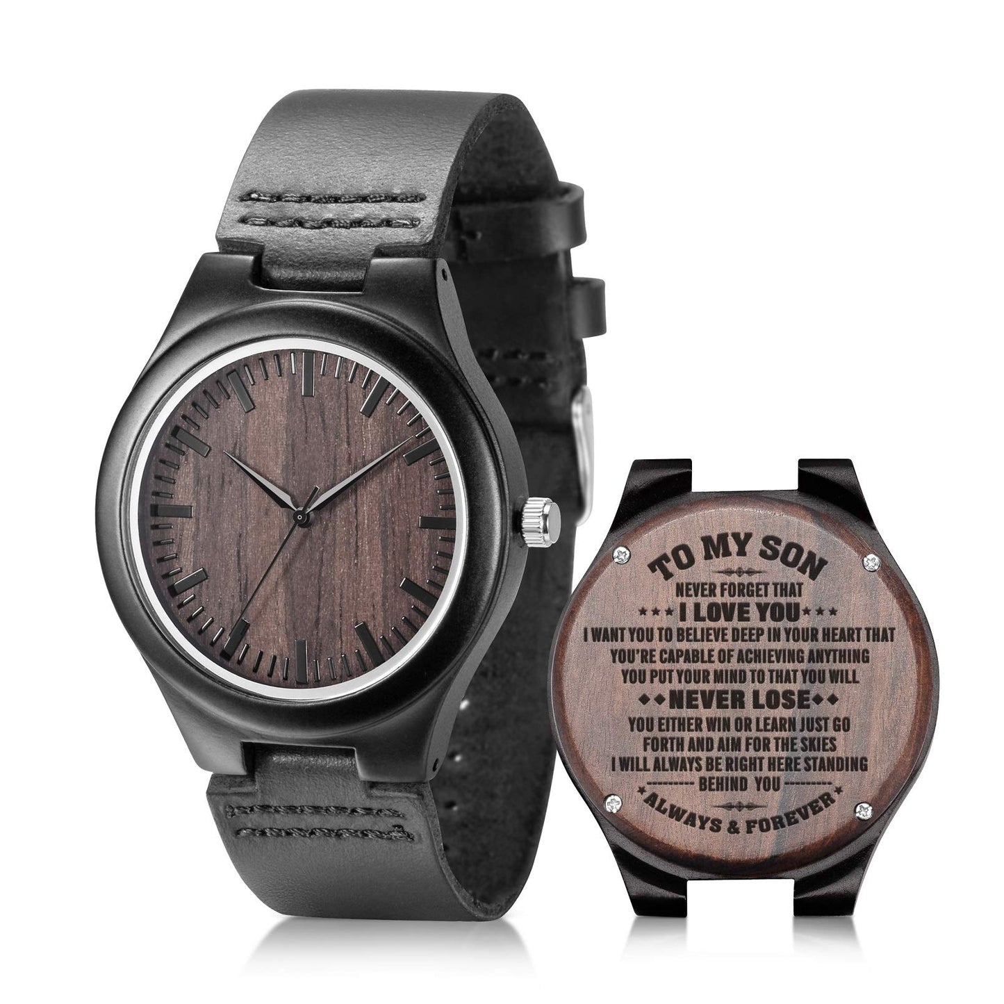 HOTUMIPHIMAT Engraved Wooden Watches for Men - Customized Wood Wrist Watches for Husband Boyfriend Dad Son