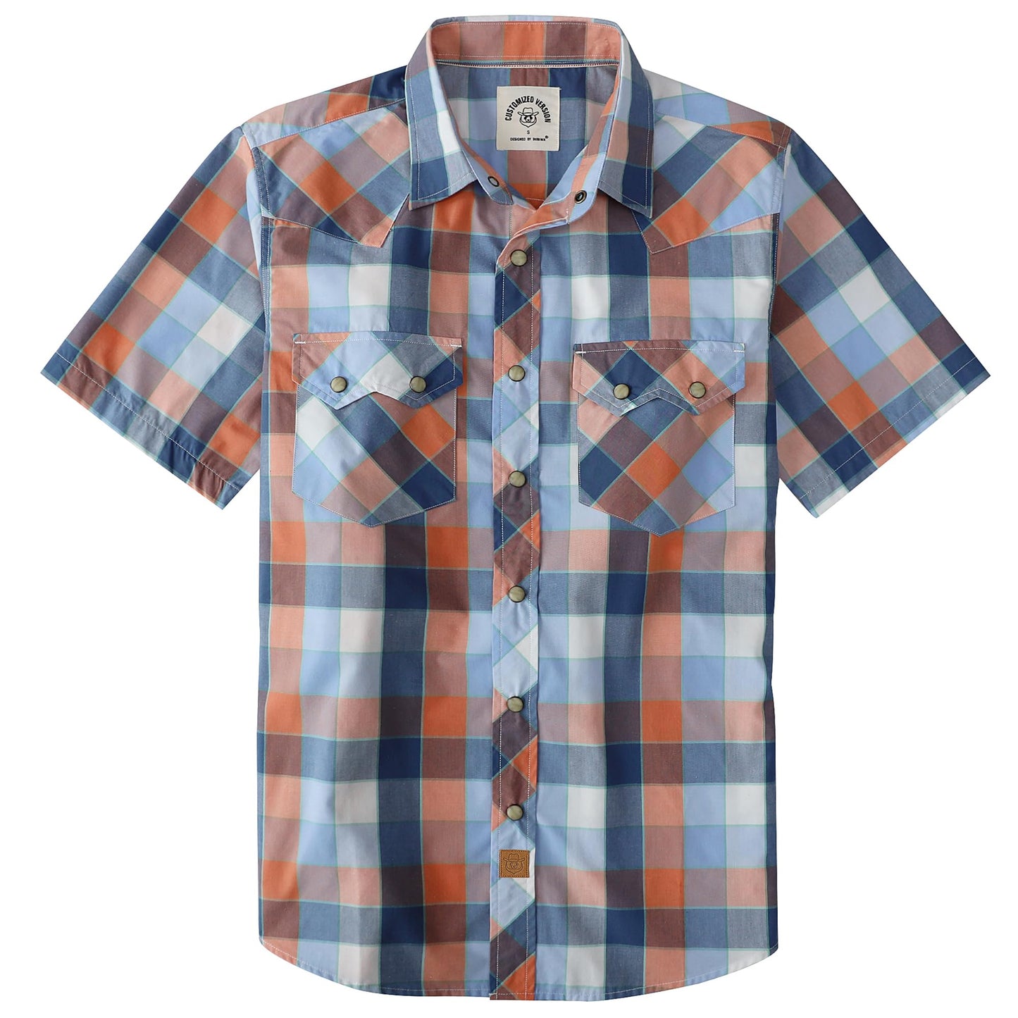 HOTDubinik® Pearl Snap Western Shirts for Men Short Sleeve Cowboy Men's Casual Shirt with 2 Sawtooth Pocket Vintage