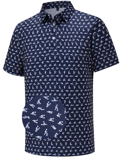 HOTMens Golf Polo Shirts Short Sleeve Moisture Wicking Dry Fit Performance Casual Funny Golf Polo Shirts for Men