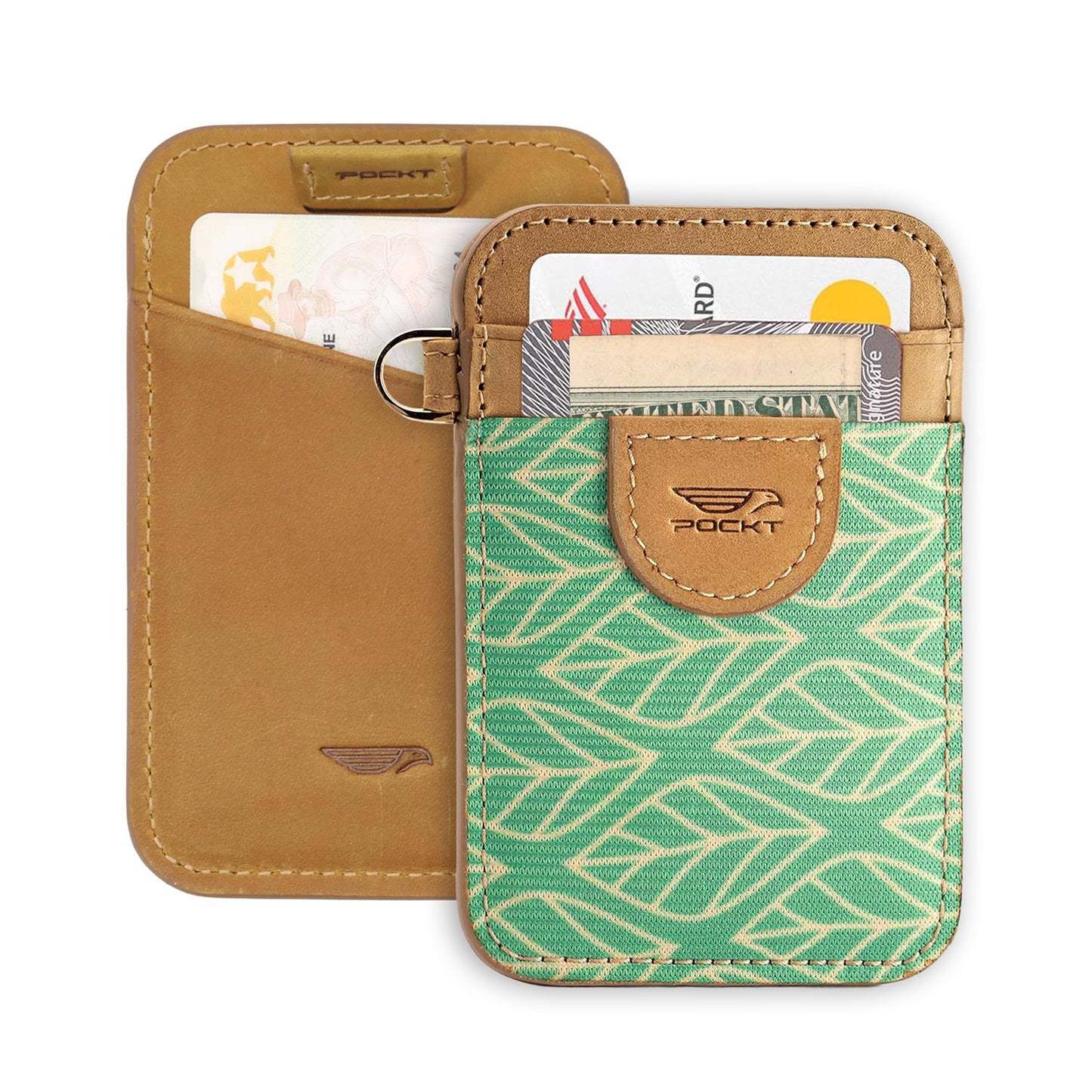 HOTPOCKT Elastic Card Holder Wallet for Women and Men, Genuine Leather Slim RFID Blocking Front Pocket Credit Card Holder, Cute Small Minimalist Wallet | Bloom