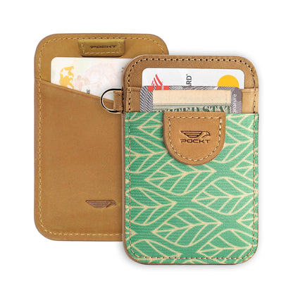 HOTPOCKT Elastic Card Holder Wallet for Women and Men, Genuine Leather Slim RFID Blocking Front Pocket Credit Card Holder, Cute Small Minimalist Wallet | Bloom