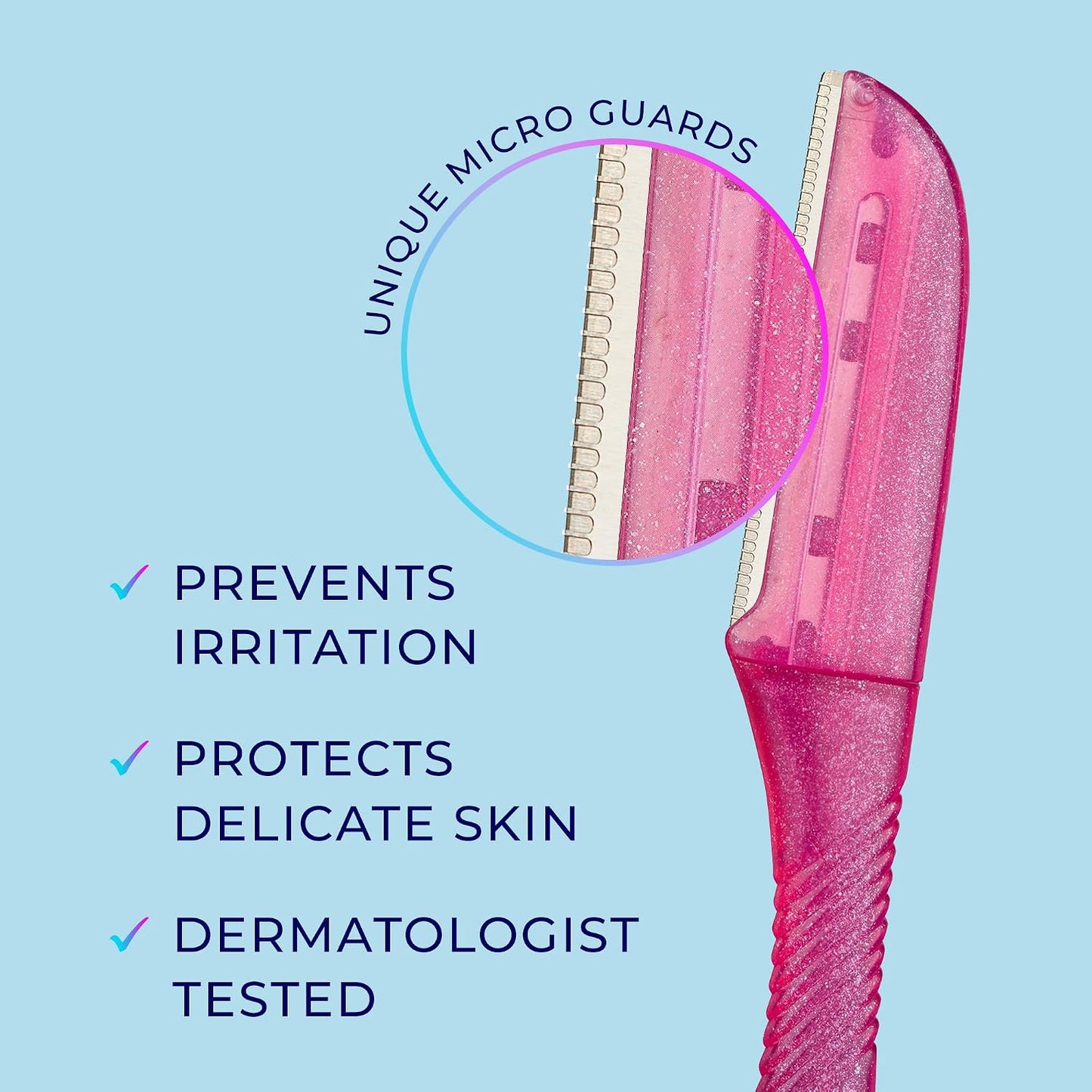 HOTSchick Hydro Silk Touch-Up Dermaplane Razor with Precision Cover, 9ct | Dermaplaning Tool for Face, Facial Razor for Women, Eyebrow Razor, Peach Fuzz Remover