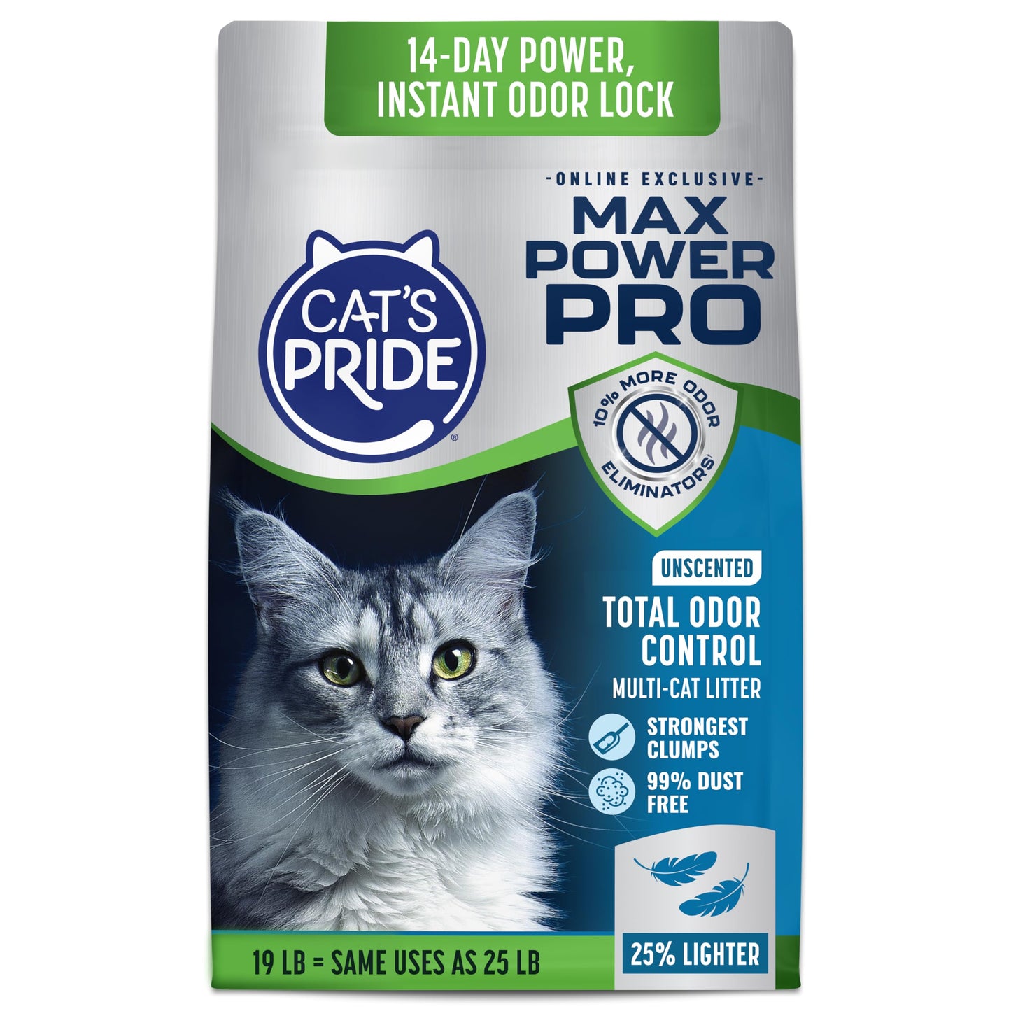 HOTCat's Pride Max Power: Total Odor Control - Up to 10 Days of Powerful Odor Control - Strong Clumping - Hypoallergenic - 99% Dust Free - Multi-Cat Litter, Unscented, 15 Pounds