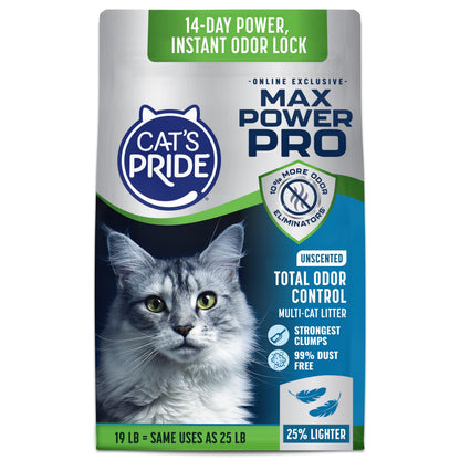 HOTCat's Pride Max Power: Total Odor Control - Up to 10 Days of Powerful Odor Control - Strong Clumping - Hypoallergenic - 99% Dust Free - Multi-Cat Litter, Unscented, 15 Pounds