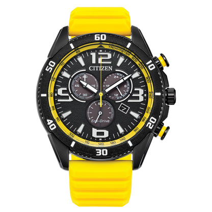 HOTCITIZEN Men's Eco-Drive Sport Casual Brycen Watch, Blue Silicone Strap, Chronograph (Model: AT2586-05E)