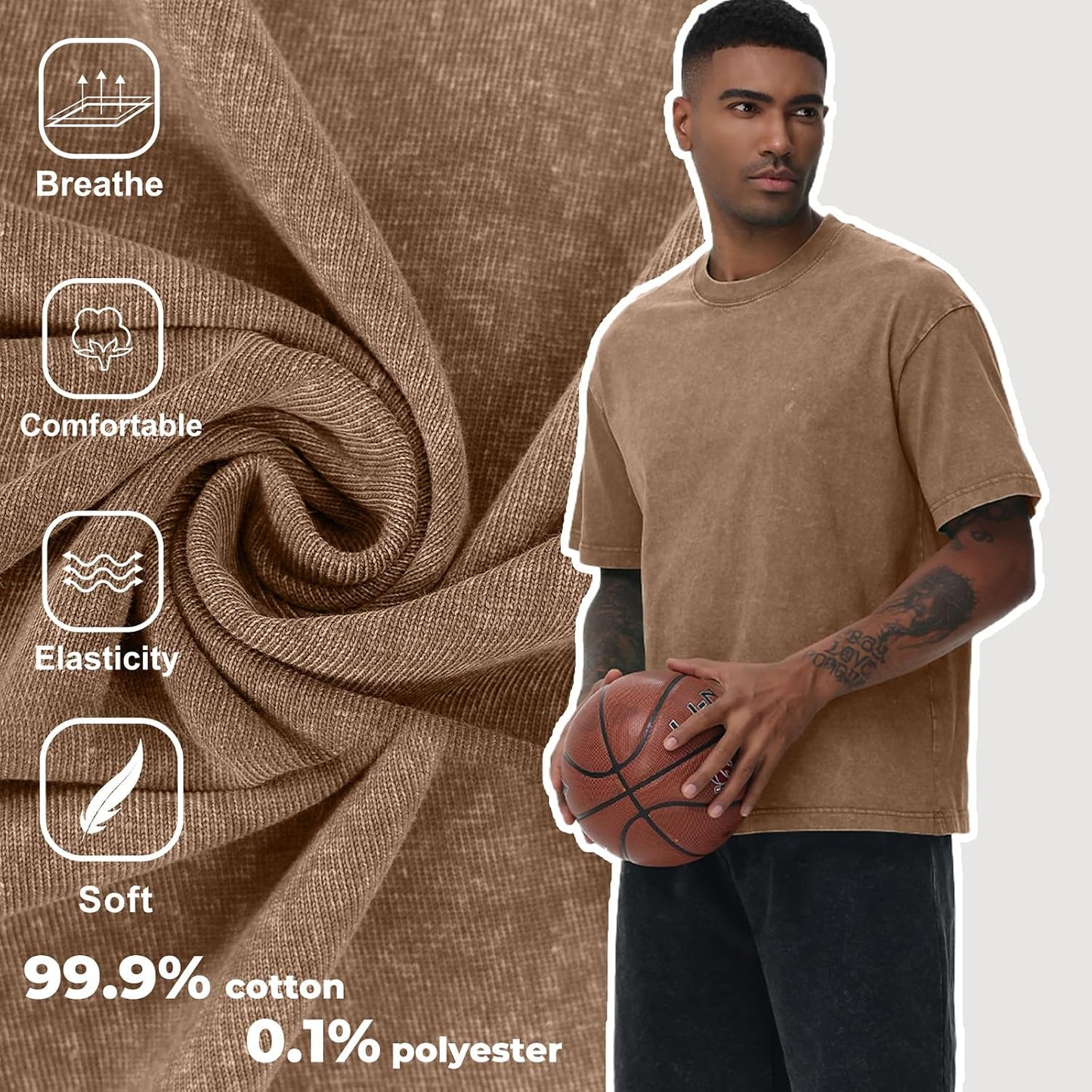 HOTMen's Cotton T-Shirts Oversized Unisex Short Sleeves Casual Loose Wash Solid Basic Tee Tops
