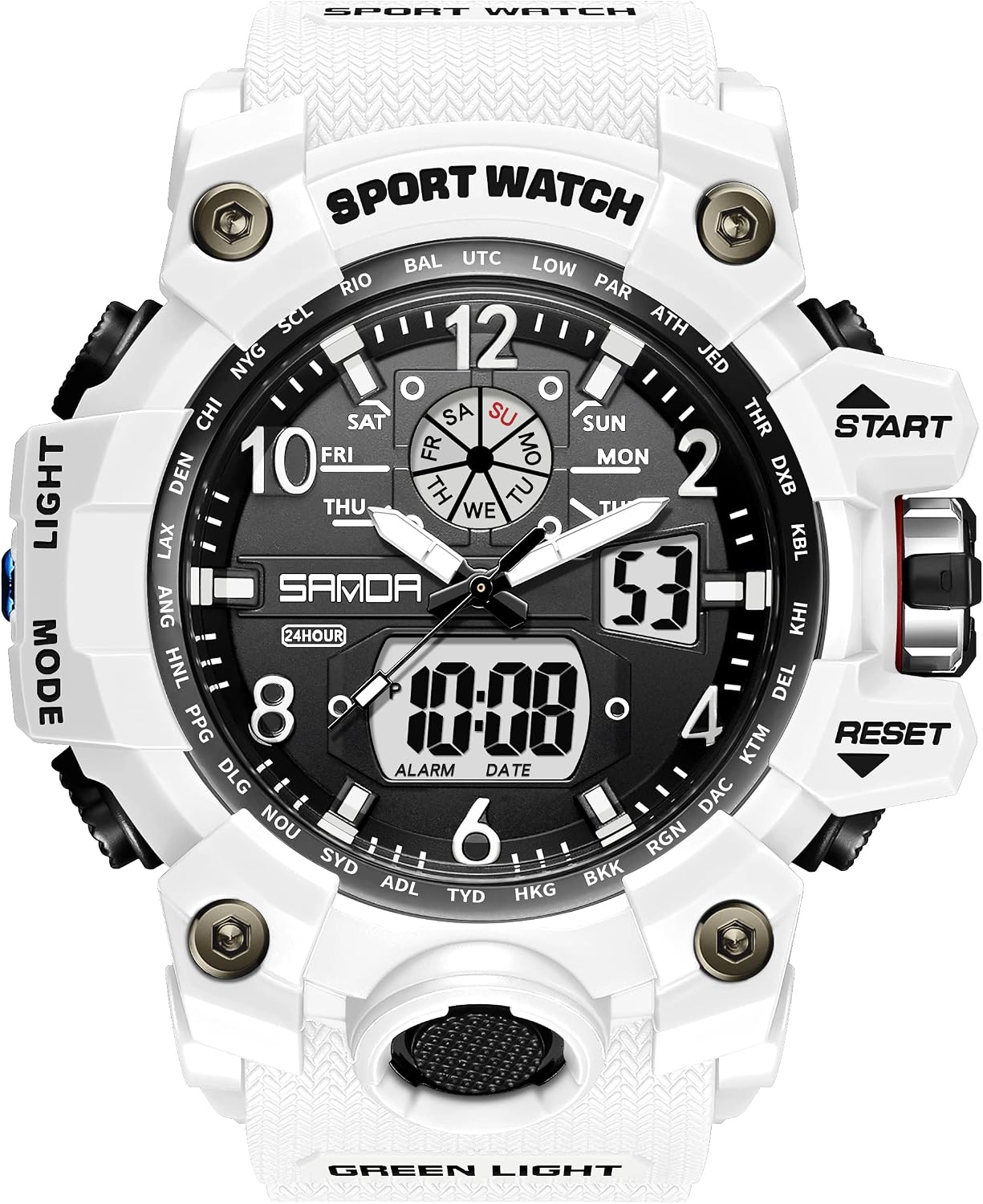 HOTKXAITO Men's Watches Sports Outdoor Waterproof Military Wrist Watch Date Multi Function Tactics LED Alarm Stopwatch