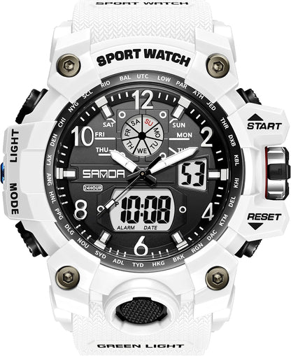 HOTKXAITO Men's Watches Sports Outdoor Waterproof Military Wrist Watch Date Multi Function Tactics LED Alarm Stopwatch