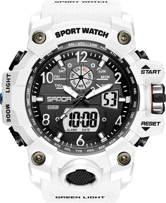 HOTKXAITO Men's Watches Sports Outdoor Waterproof Military Wrist Watch Date Multi Function Tactics LED Alarm Stopwatch