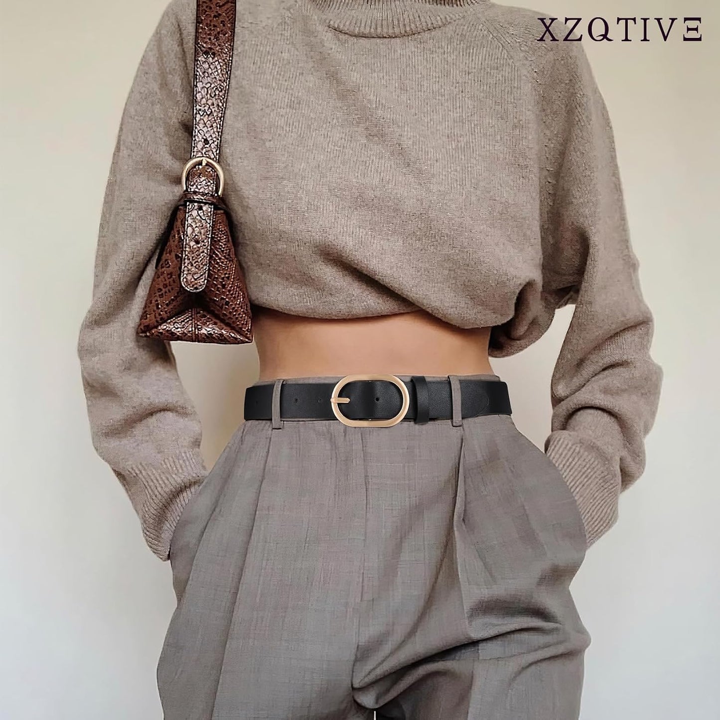 HOTXZQTIVE 3 Pack Plus Size Women's Leather Belts for Jeans Pants Dress Fashion Gold Buckle Ladies Waist Belt