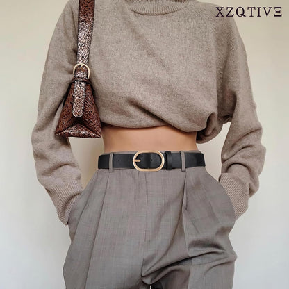 HOTXZQTIVE 3 Pack Plus Size Women's Leather Belts for Jeans Pants Dress Fashion Gold Buckle Ladies Waist Belt