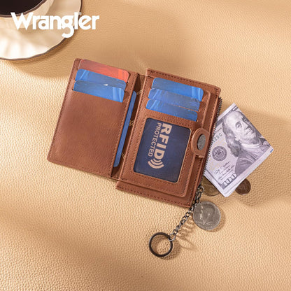 HOTMontana West X Wrangler Small Womens Wallet Slim Credit Card Holder Minimalist Brown Keychain Wallet Compact Western Card Organizers
