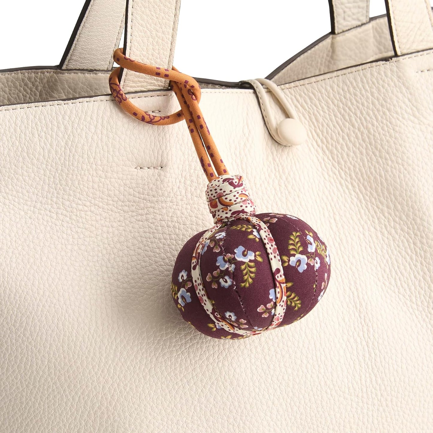 HOTPremium Cotton Pumpkin Bag Charm, Floral Pouf Fall Harvest Wine, One Size