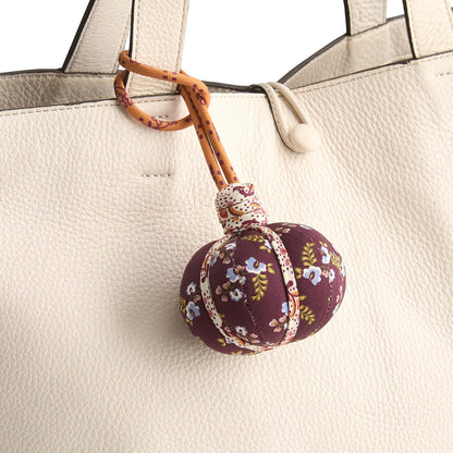 HOTPremium Cotton Pumpkin Bag Charm, Floral Pouf Fall Harvest Wine, One Size