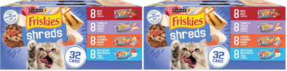 HOTPurina Friskies Wet Cat Food Variety Pack, Shreds With Beef, Turkey and Cheese Dinner, Chicken and Salmon Dinner, and With Ocean Whitefish and Tuna - (Pack of 40) 5.5 oz. Cans