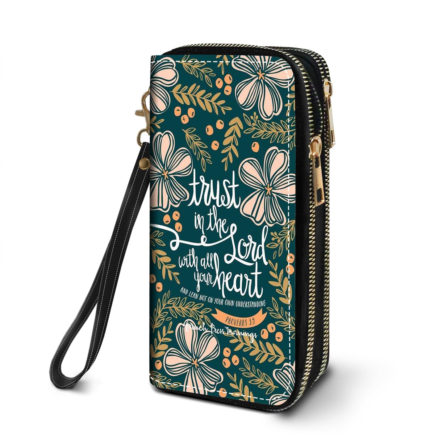 HOTWomen's Large Capacity Wallet PU Leather Double Zipper Clutch Purse Multifunctional Wallet with Removable Wristlet Strap for Smart Phone/Coin/Card/Cash, Flower Butterfly