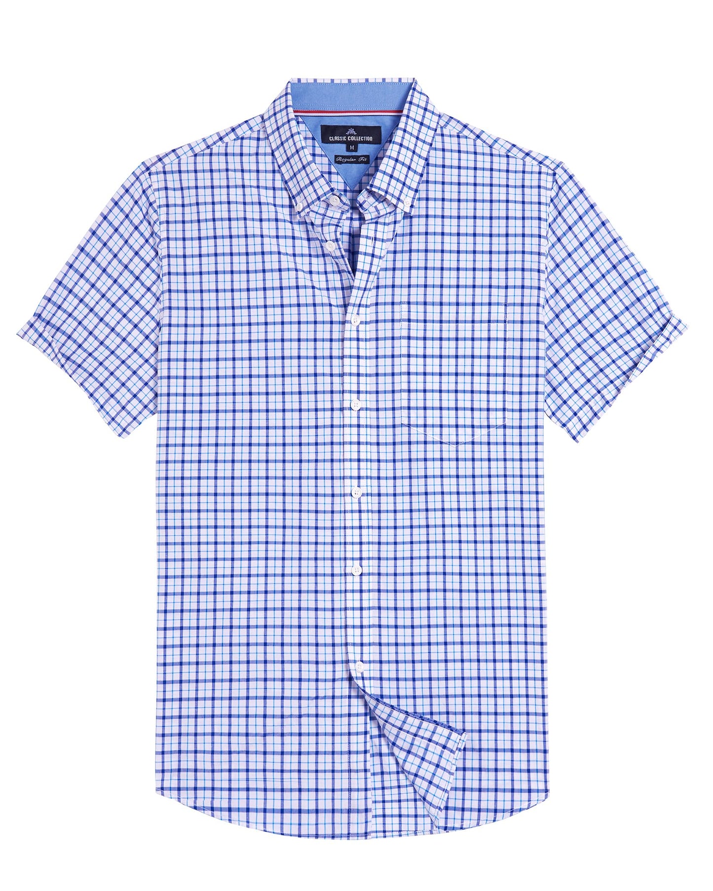 HOTAlimens & Gentle Plaid Mens Short Sleeve Button Down Shirts with Pocket | Lightweight,Button-Down Collar,Regular Fit,Excellent Colors,Breathable,Casual,Cotton Blend,Easy Care
