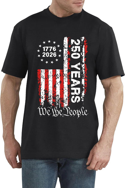 HOT250th Anniversary USA Shirts for Men American Flag T-Shirt 4th of July Shirt 250 Years Birthday Patriotic Tops