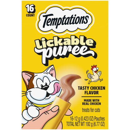HOTTemptations Creamy Puree Cat Treats, Chicken, Salmon & Tuna, 24 Count | Under 15 calories per tube, great for senior cats, no chewing required, no added sugar, fillers, or artificial preservatives