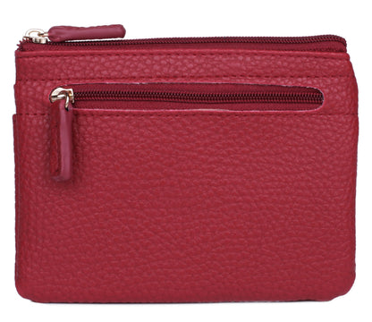 HOTJulia Buxton Vegan Leather Wallet with Zipper, ID Windows, RFID Blocking, Card Slots & Key Ring, Compact Coin & Card Holder Case, Gift Idea, True Blue