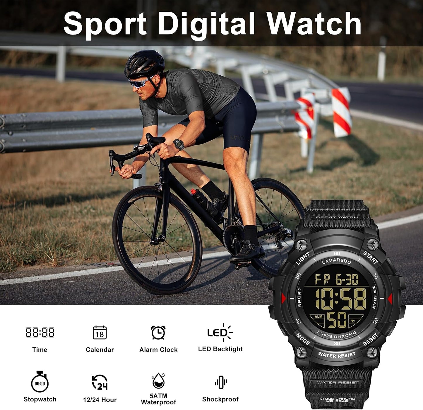 HOTMen's Digital Watch Sports Outdoor Waterproof Watches for Men with LED Backlight Alarm Stopwatch Mens Watches Digital Chronograph Military Date