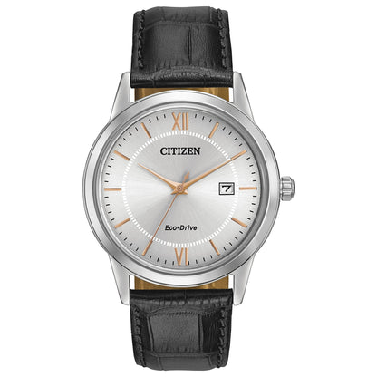 HOTCitizen Men's Classic Eco-Drive Leather Strap Watch, 3-Hand Date