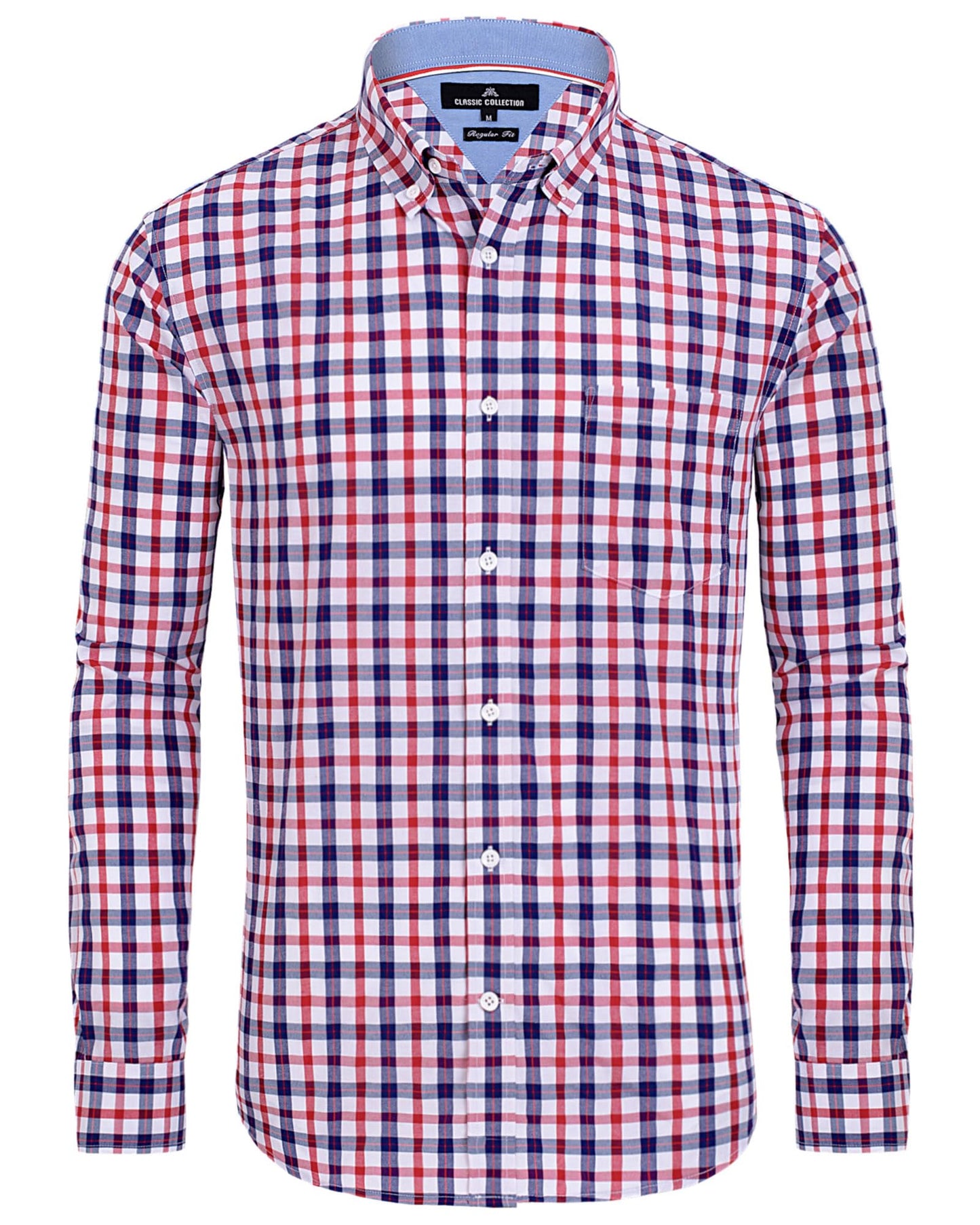 HOTAlimens & Gentle Men's Plaid Button Down Shirts Cotton Long Sleeve Dress Shirts Regular Fit Gingham Shirts