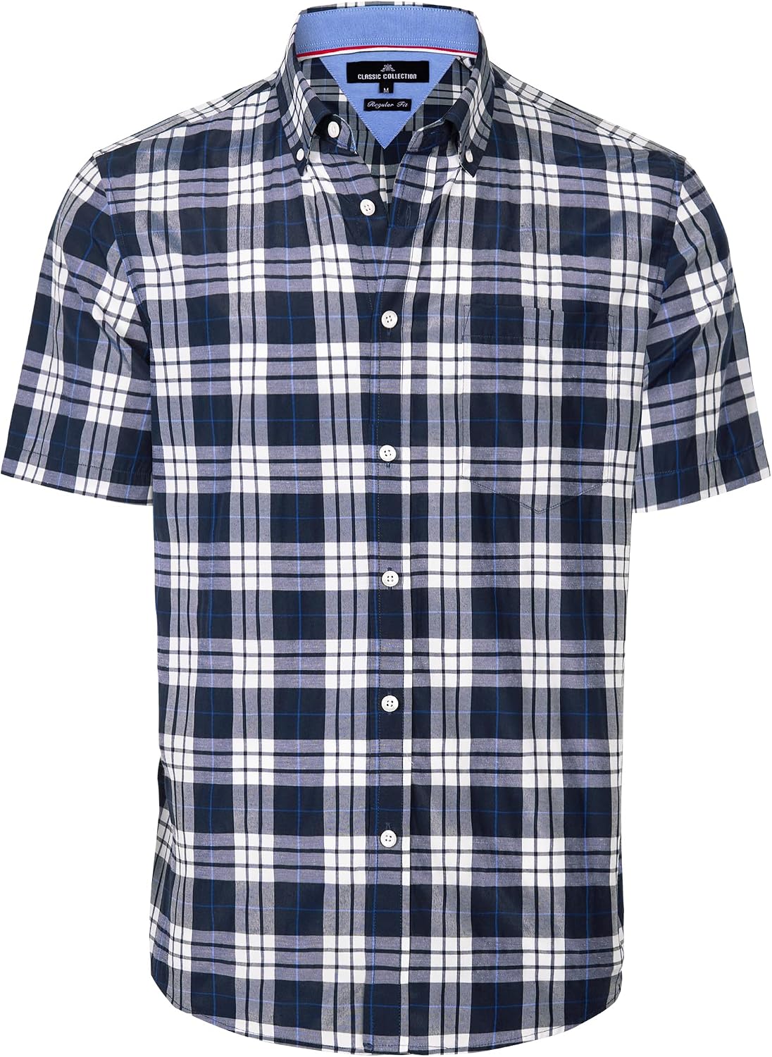 HOTAlimens & Gentle Plaid Mens Short Sleeve Button Down Shirts with Pocket | Lightweight,Button-Down Collar,Regular Fit,Excellent Colors,Breathable,Casual,Cotton Blend,Easy Care