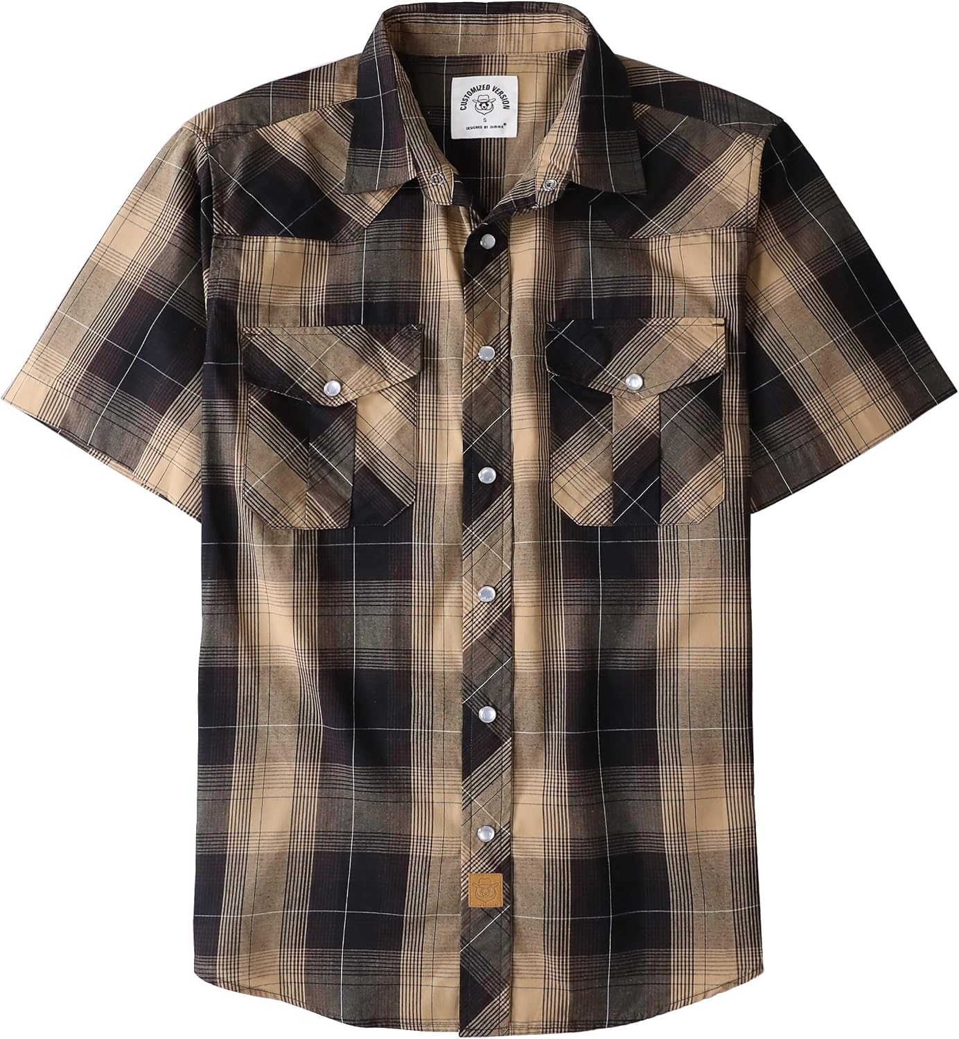 HOTDubinik® Western Shirts for Men Short Sleeve Plaid Pearl Snap Shirts for Men Button Up Shirt Cowboy Casual Work Shirt