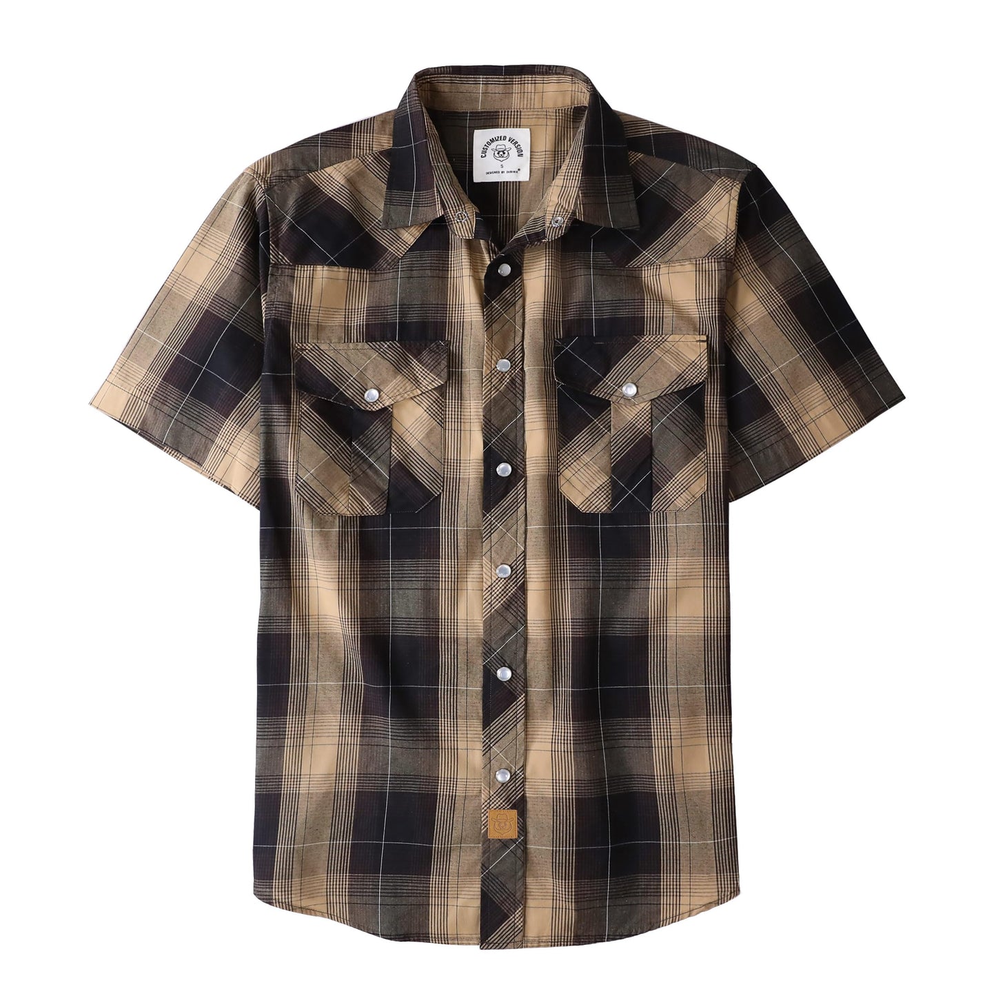 HOTDubinik® Western Shirts for Men Short Sleeve Plaid Pearl Snap Shirts for Men Button Up Shirt Cowboy Casual Work Shirt