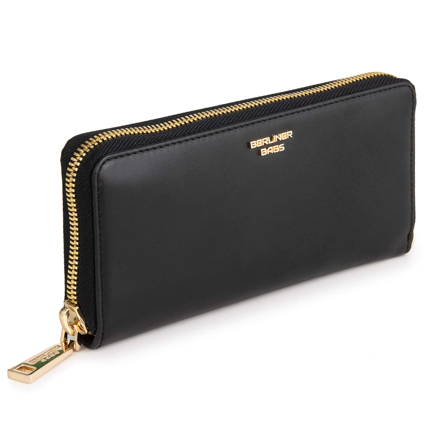 HOTBERLINER BAGS Genuine Leather Zip Wallet Women Lyon, Gift Box – Black | Soft Leather Zip Around Wallet, Fits up to Phone 6.9", 15 Card Slots, 1 ID Window, 3 Bill Slots, 1 Coin Pocket, RFID Blocking