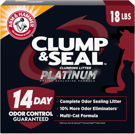 HOTARM & Hammer Clump & Seal Platinum Clumping Cat Litter, Online Only, 18 Lbs | Clumping Litter, Rock-Hard Clumps, Baking Soda Odor Eliminators, 14-Day Odor Control