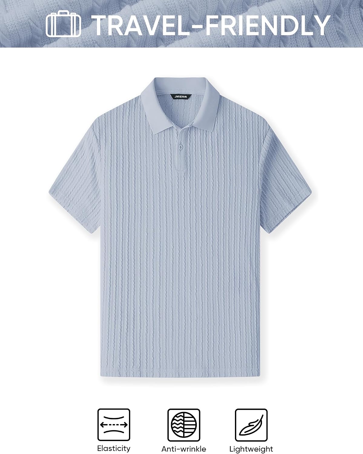 HOTJMIERR Mens Casual Polo Shirt Summer Short Sleeve Vacation Button Beach Knit Stretchy Golf Shirts