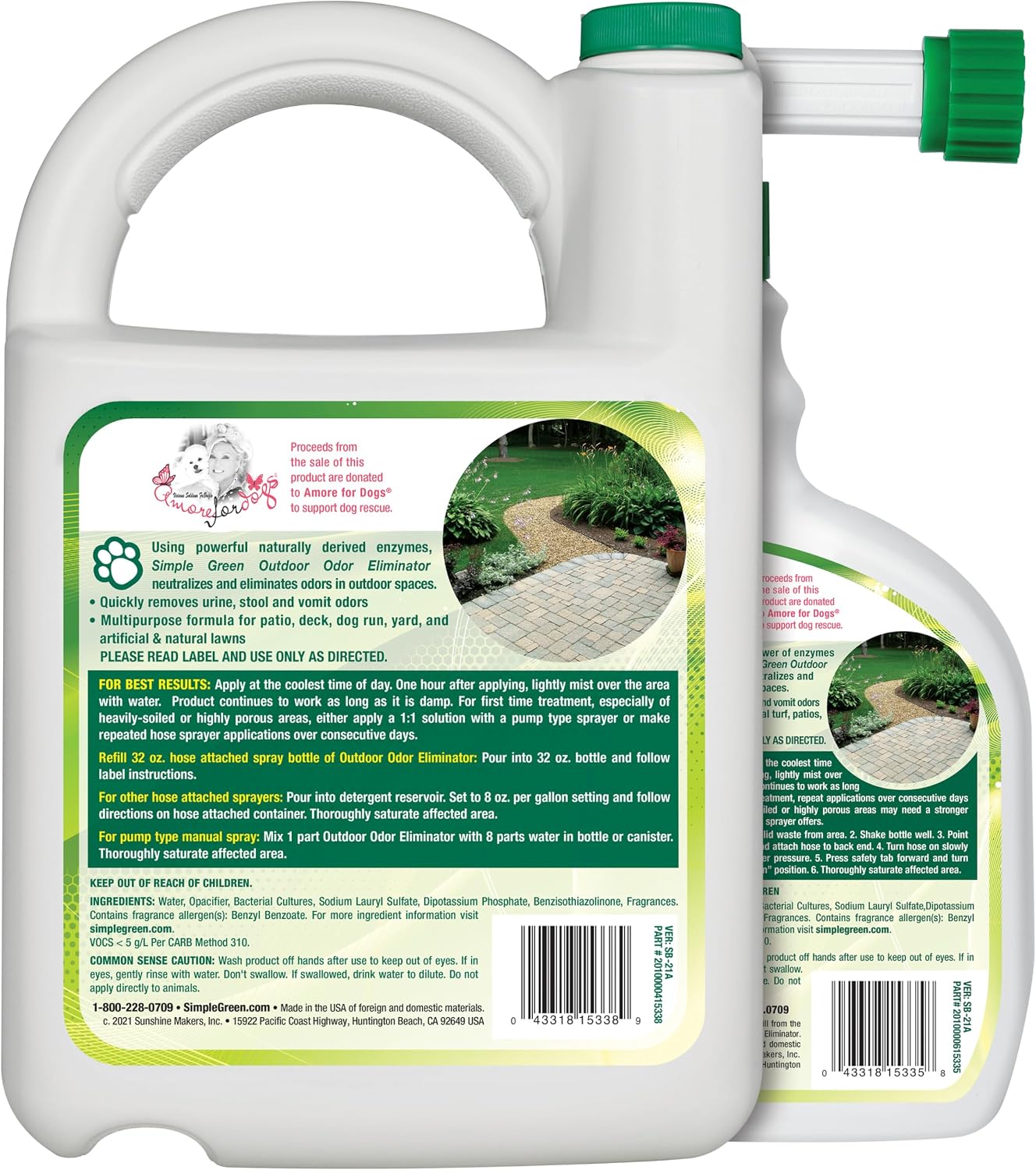 HOTSimple Green Outdoor Odor Eliminator for Pets, Dogs, Ideal for Artificial Grass & Patio (32 oz Hose End Sprayer & 1 Gallon Refill)