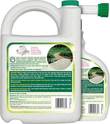 HOTSimple Green Outdoor Odor Eliminator for Pets, Dogs, Ideal for Artificial Grass & Patio (32 oz Hose End Sprayer & 1 Gallon Refill)