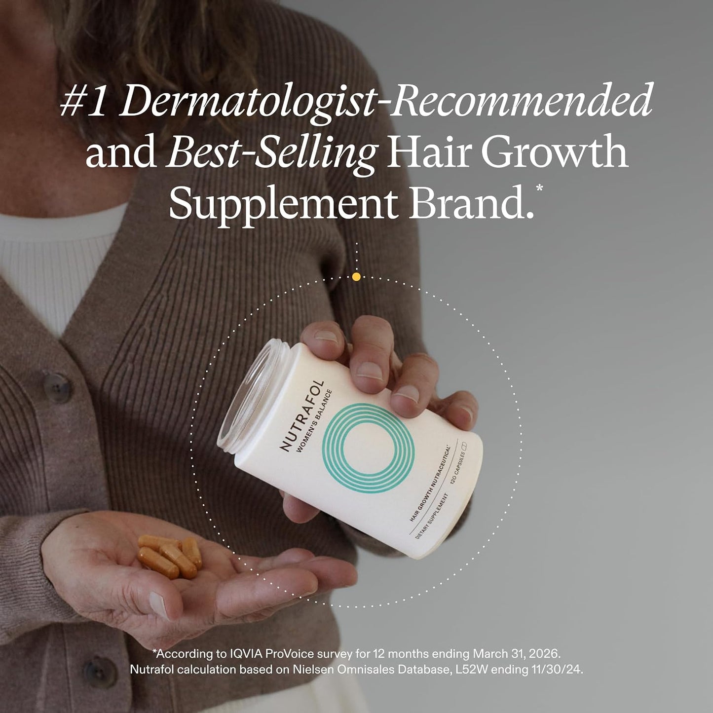 HOTWomen's Balance Hair Growth Supplements, Ages 45 and Up, Clinically Tested for Visibly Thicker Hair and Scalp Coverage, Dermatologist Recommended - 1 Month Supply