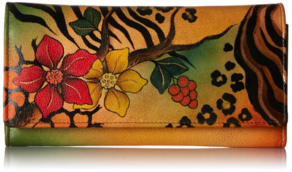 HOTAnna by Anuschka Women's Hand Painted Genuine Leather Multi Pocket Wallet