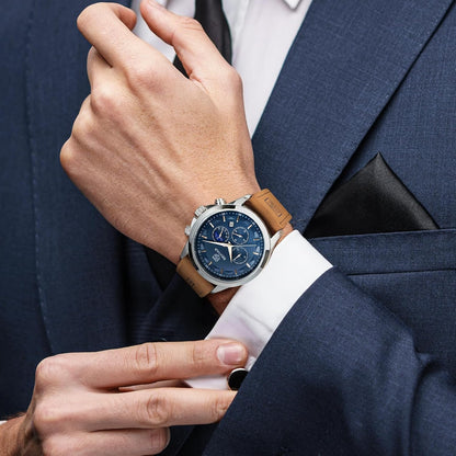 HOTBENYAR Mens Watches Analog Quartz Chronograph Waterproof Wrist Watches for Men Fashion Business Work Casual Sport Designer Dress Watch with Calendar Elegant Gifts for Men