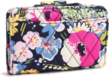 HOTVera Bradley Women's Premium Cotton Small Turnlock Wallet – Poppy Fields
