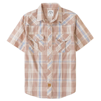 HOTDubinik® Western Shirts for Men Short Sleeve Plaid Pearl Snap Shirts for Men Button Up Shirt Cowboy Casual Work Shirt