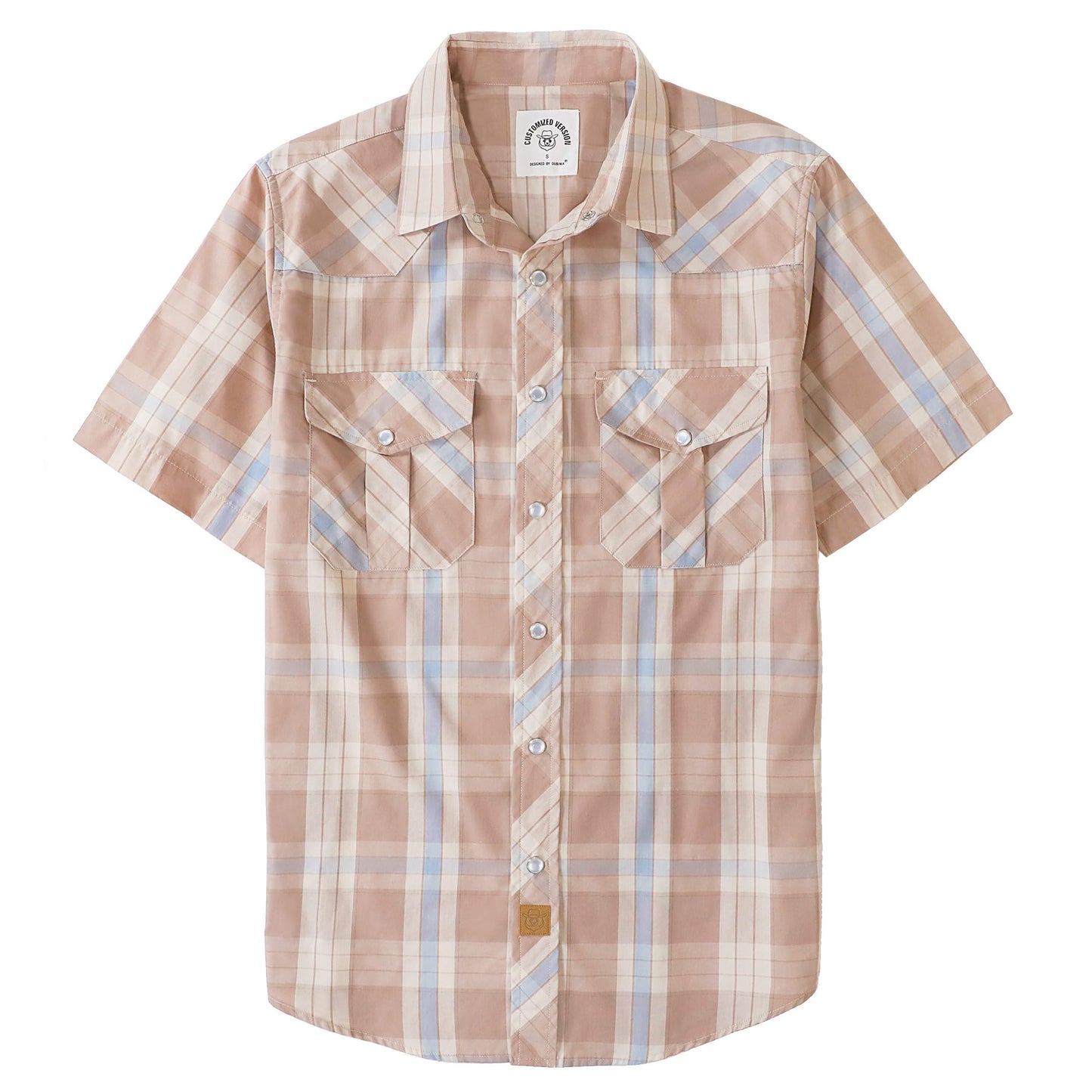 HOTDubinik® Western Shirts for Men Short Sleeve Plaid Pearl Snap Shirts for Men Button Up Shirt Cowboy Casual Work Shirt