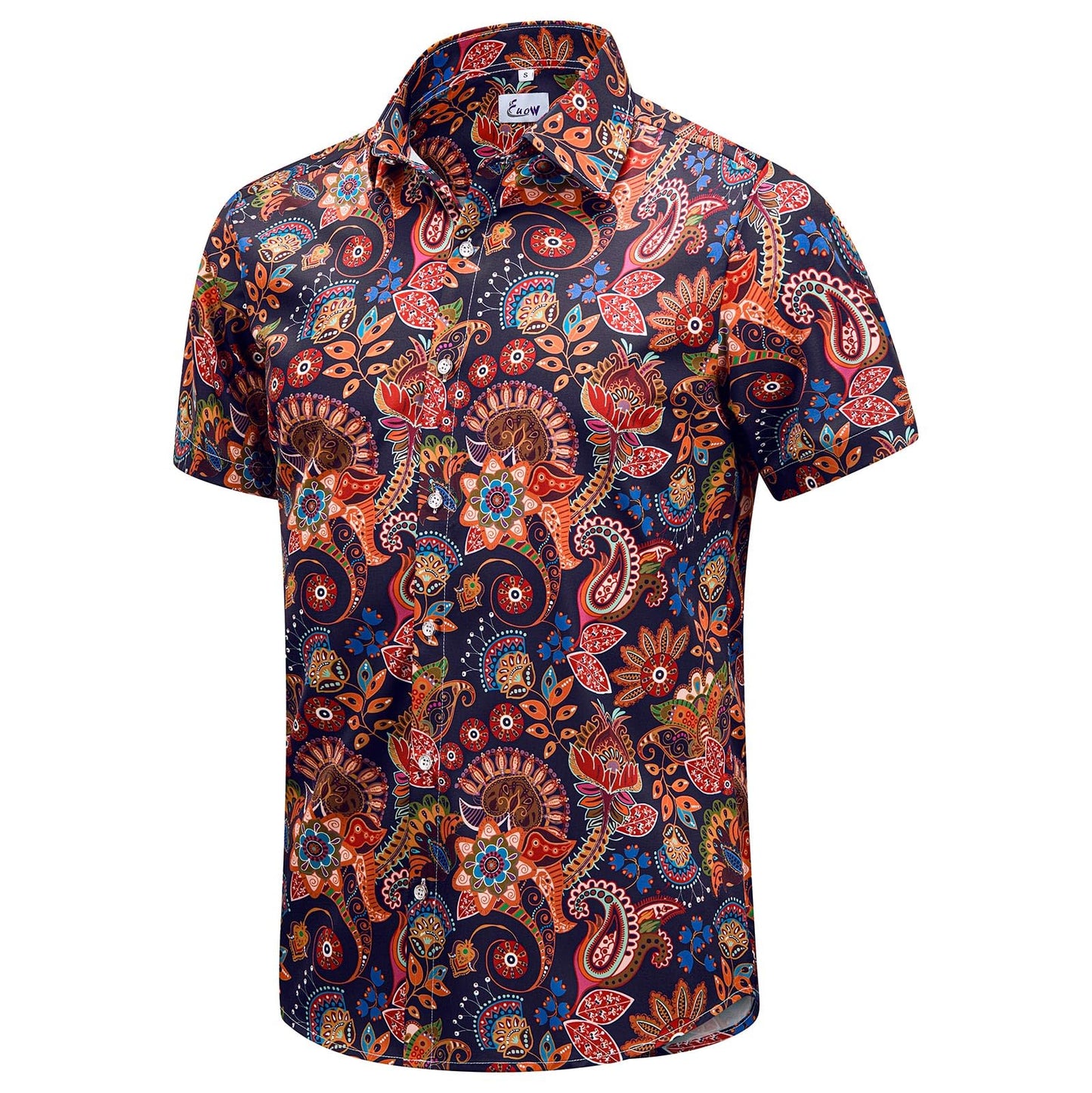 HOTEUOW Men's Hawaiian Shirt Short Sleeve Printed Button Down Beach Shirts