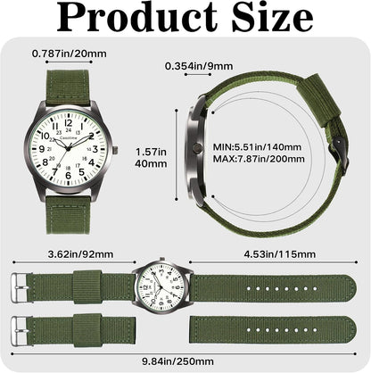 HOTCasotime Tactical Military Watch for Men - Field-Tested Analog Quartz with Luminous Dial, 30M Water Resistant Nylon Band & Second Hand | Unisex Army Sport Wristwatch
