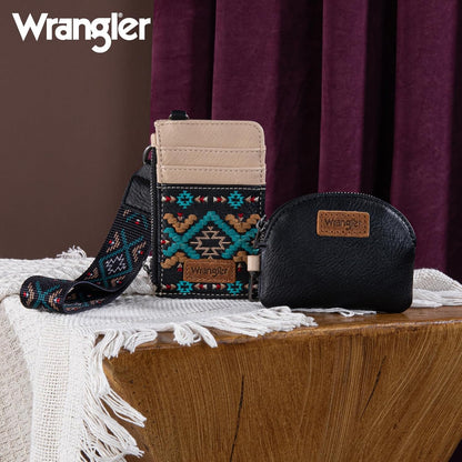 HOTWrangler Western Keychain Wristlet Wallets for Women Retro Dual Pouch Wristlet Credit Card Holder Wallet with Zipper Pocket WG2214-W0051BK