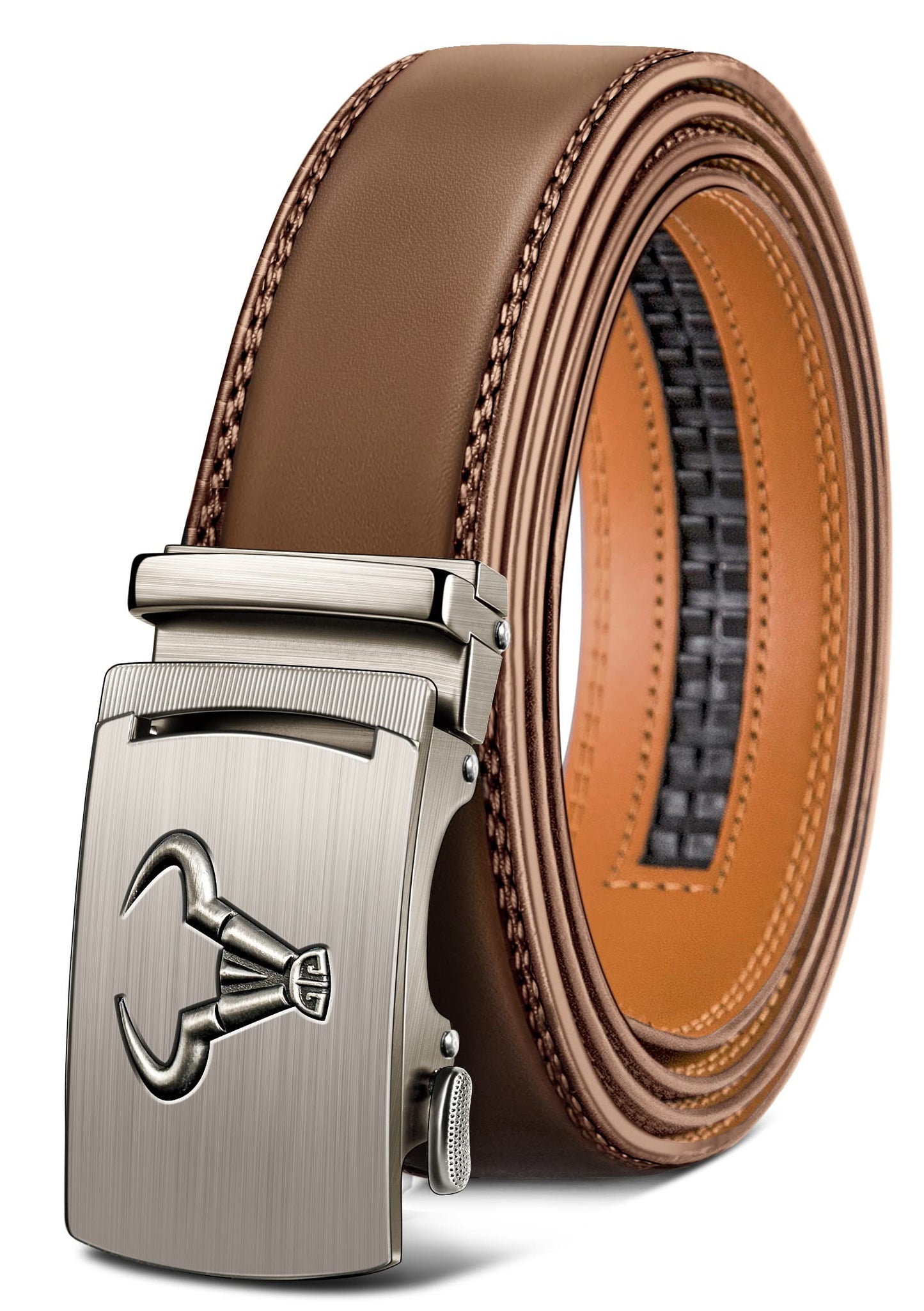 HOTBULLIANT Men's Belt,Brand Ratchet Belt Of Genuine Leather For Gift Men Dress,Size Customized