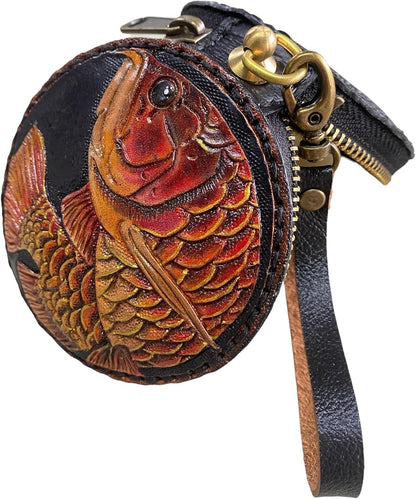 HOTGenuine Leather Round Coin Purse, Leather Purse, Leather pouch